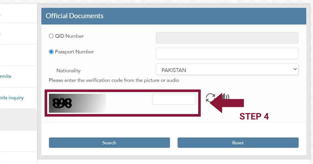 Search qid on ministry of interior website