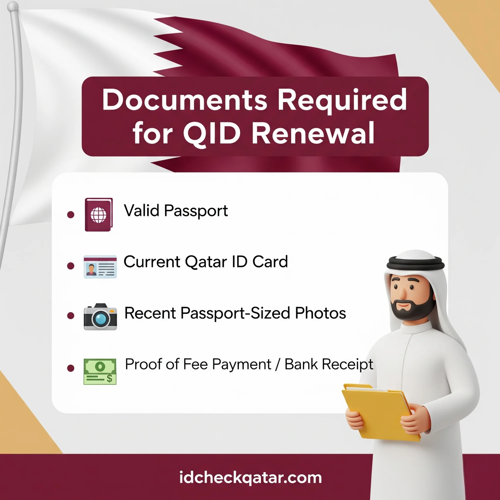MOI Qatar ID Renewal 2025 - QID Renewal Process and Fee Guide 15 Required documents for Qatar ID (QID) renewal in 2025