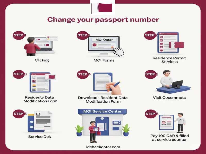 How to Change Passport Number in Qatar ID: 2025 Step-by-Step Guide 2 Person updating passport number in Qatar ID through MOI portal – 2025 process